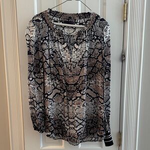 Hale Bob Black and Brown Snake Print Blouse